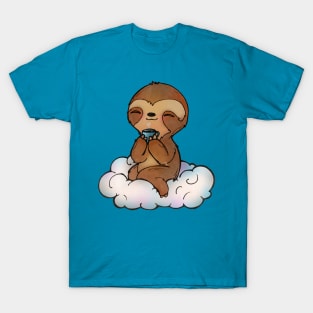 Kawaii Sloth Sipping on Coffee T-Shirt